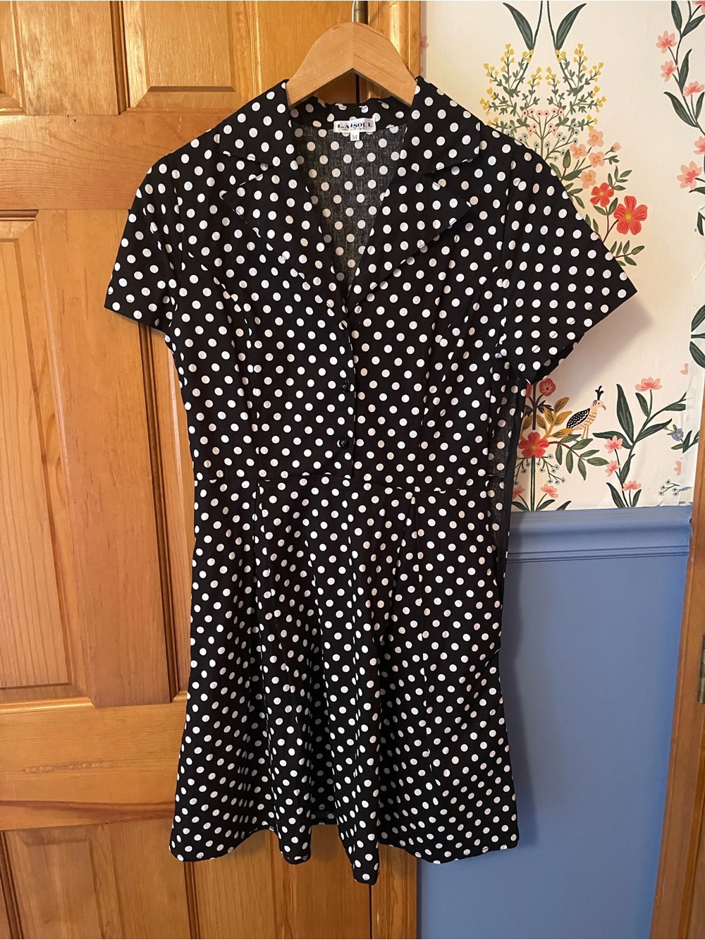Polka Dot Fit & Flare Dress - Black/White